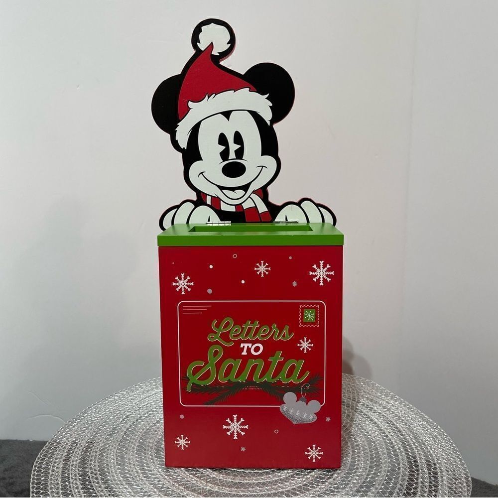 Disney Mickey Mouse Wooden Letters to Santa Box NWT